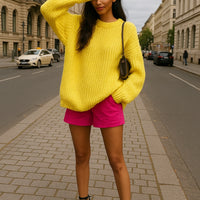 Women Solid Thick Knitted Sweater Long Sleeve Oversized Sweater Female Casual O-Neck Loose Pullovers Sweater