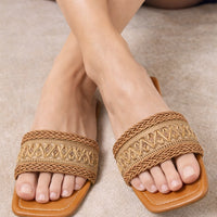 Fashion Women's Slippers Versatile Straw Woven Retro Flat Sandals Ethnic Casual Classic Flip Flops