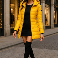 Women's Winter Cotton Jacket Slim Fit down Cotton Coat Warm Outerwear Long Sleeve Fashionable Middle Length - Natalia Home Fashion