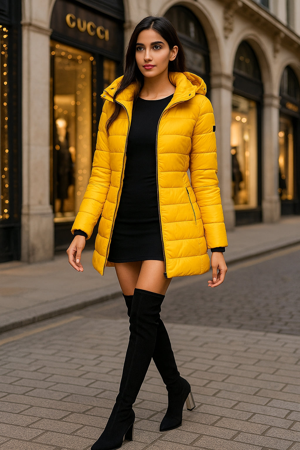 Women's Winter Cotton Jacket Slim Fit down Cotton Coat Warm Outerwear Long Sleeve Fashionable Middle Length - Natalia Home Fashion