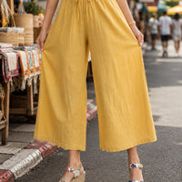 Casual Baggy Wide Leg Trousers Women Summer Thin Comfy Breathable Ankle Length Pants Vintage Loose Cotton Linen Straight Pants