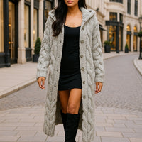 Oversized Women Loose Knitted Sweaters Thick Long Sleeve Pocket Button Knitted Long Cardigan Coats