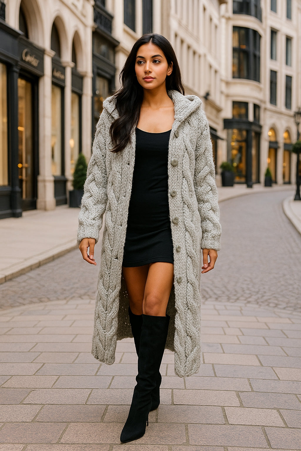 Oversized Women Loose Knitted Sweaters Thick Long Sleeve Pocket Button Knitted Long Cardigan Coats