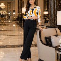 Women Temperament Print Shirt Long Sleeve Fashion Loose Shirts Ladies Lightweight Work Blouse