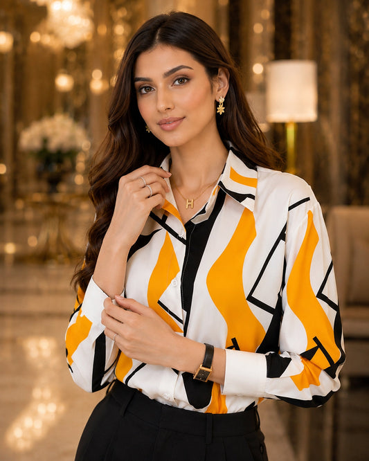 Women Temperament Print Shirt Long Sleeve Fashion Loose Shirts Ladies Lightweight Work Blouse Natalia Home Fashion    Natalia Home Fashion