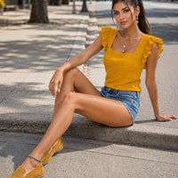 Casual Blouses For Women Fashion Shirts Elegant Sweet Loose Ruffles Sleeve Female Tops