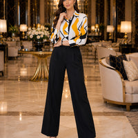 Women Temperament Print Shirt Long Sleeve Fashion Loose Shirts Ladies Lightweight Work Blouse