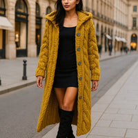 Oversized Women Loose Knitted Sweaters Thick Long Sleeve Pocket Button Knitted Long Cardigan Coats