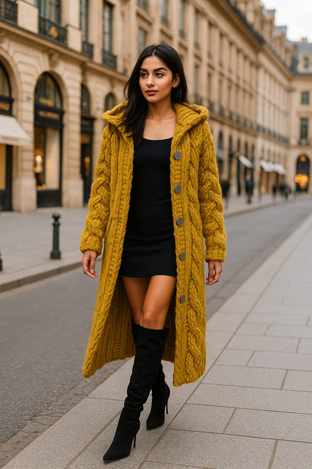 Oversized Women Loose Knitted Sweaters Thick Long Sleeve Pocket Button Knitted Long Cardigan Coats