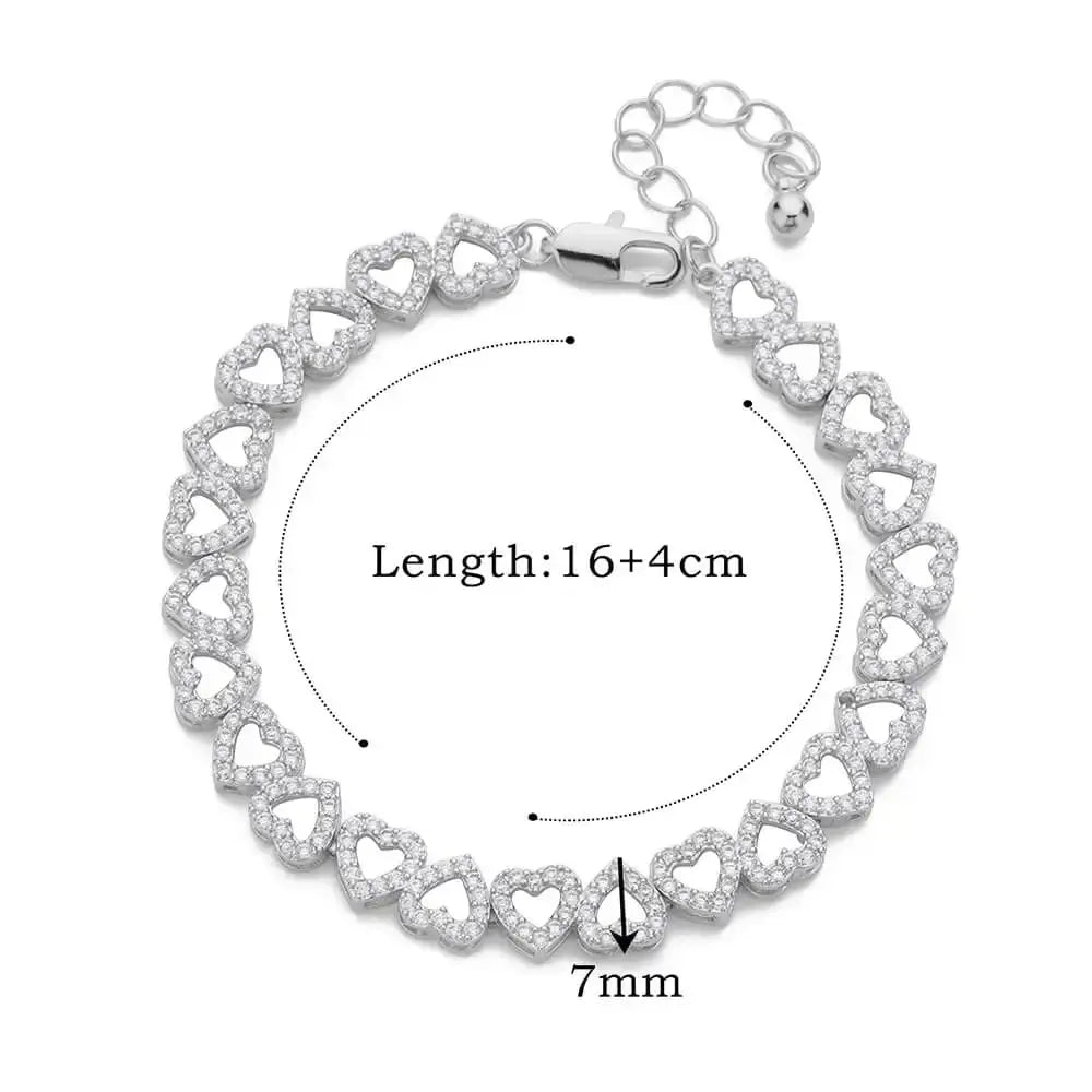 Zircon Heart Bracelets For Women Stainless Steel Gold Color Heart Charm Bracelet Luxury Wedding Jewelry Natalia Home Fashion   20cm-B1423P-United-States Natalia Home Fashion