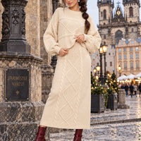 Women's clothing 2-piece set, fashionable twist rope long skirt + crew neck sweater two-piece set Natalia Home Fashion    Natalia Home Fashion