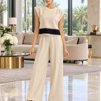 Clothing Suit Women's Knitwear Loose Slimming High-waisted Wide-leg Trousers Fashionable Two-piece Set Natalia Home Fashion    Natalia Home Fashion