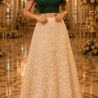 Light Luxury Evening Skirt  Women's Slim Fit Loose Warm Embroidered Petal Side Split Design Casual Skirt