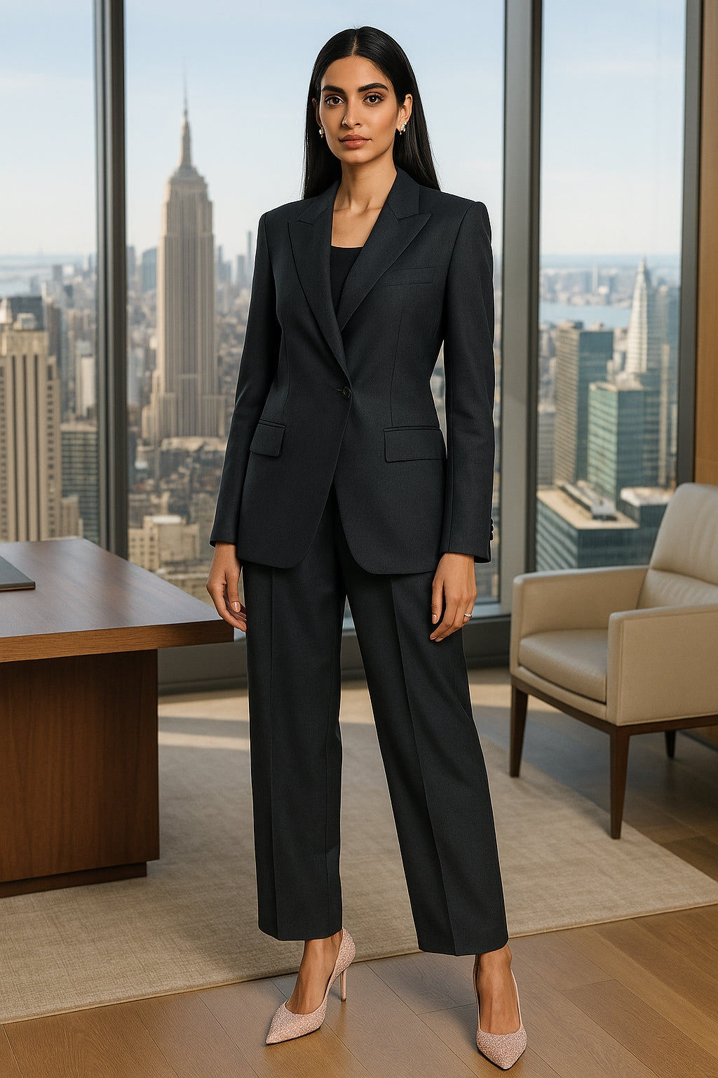 Elegant Double Breasted Jacket Suit Women's Long Sleeved Holiday Slim Blazers Coat Fashion Temperament business suit