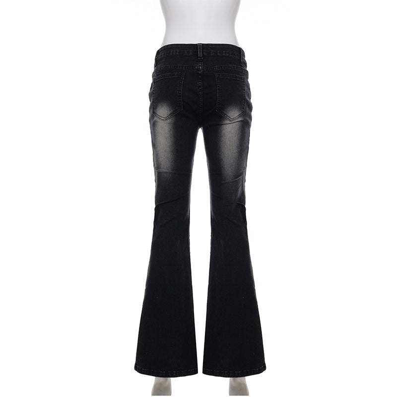 Embroidered Washed Old Jeans Women's Autumn Butterfly Slim-fitting and Thin Casual Micro-pull Pants Natalia Home Fashion    Natalia Home Fashion