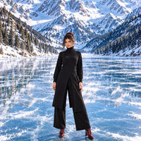 Women Knitted 2 Pieces Set Turtleneck Long Pullovers Sweaters & Wide Leg Pants Thicken Warm Sweater Sets Natalia Home Fashion    Natalia Home Fashion