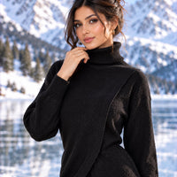 Women Knitted 2 Pieces Set Turtleneck Long Pullovers Sweaters & Wide Leg Pants Thicken Warm Sweater Sets Natalia Home Fashion    Natalia Home Fashion