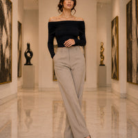 Sexy Shoulder Bared Long Sleeve Slim Fit Outwear Asymmetric Belly Bared Pleated T-Shirt Style Short New Arrival Acetate Fabric