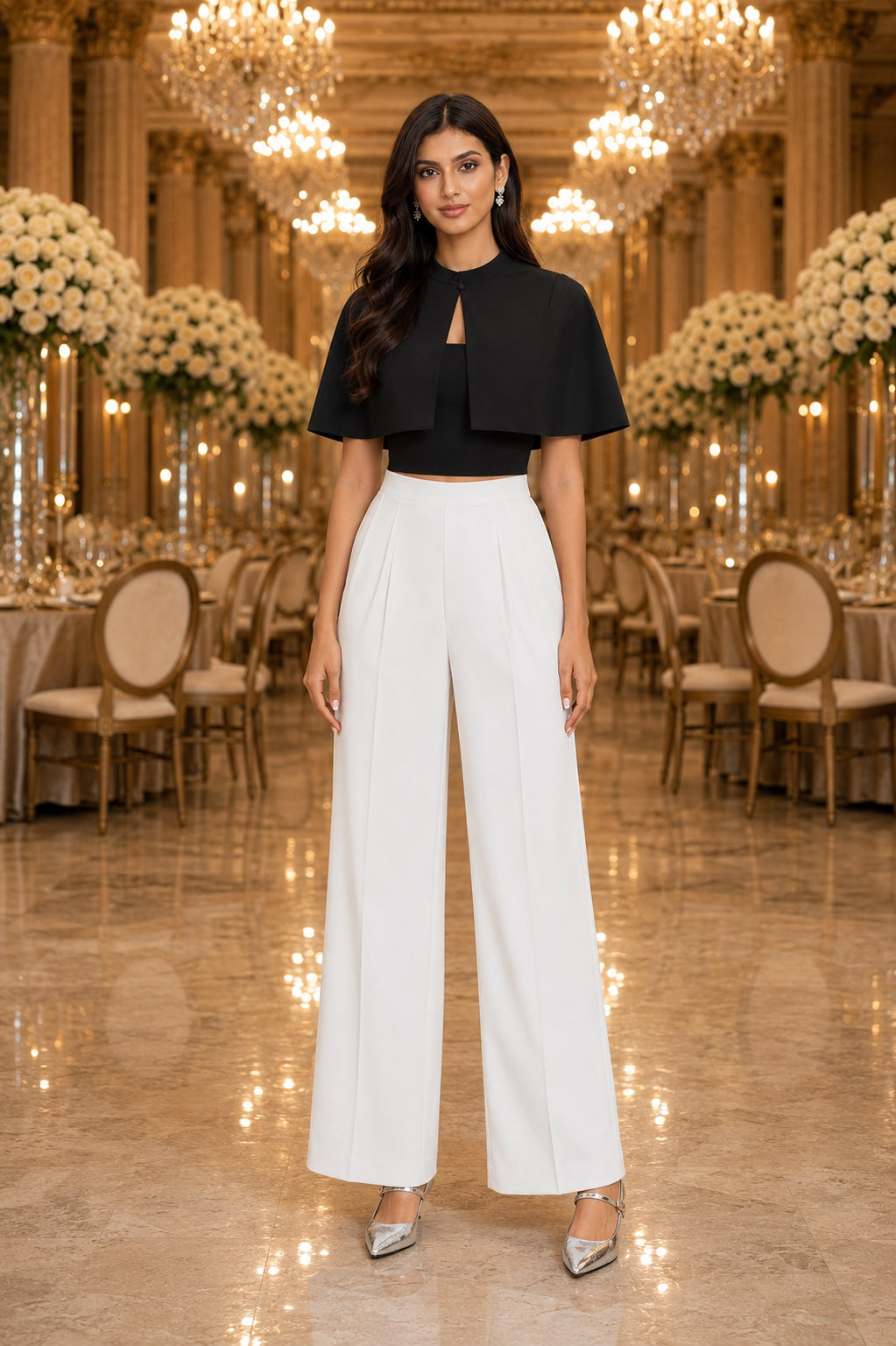 Fashionable French Style Two-Piece Set with off shoulder Top And Elegant Cape Lady Top Summer Casual Outfit for Young Women