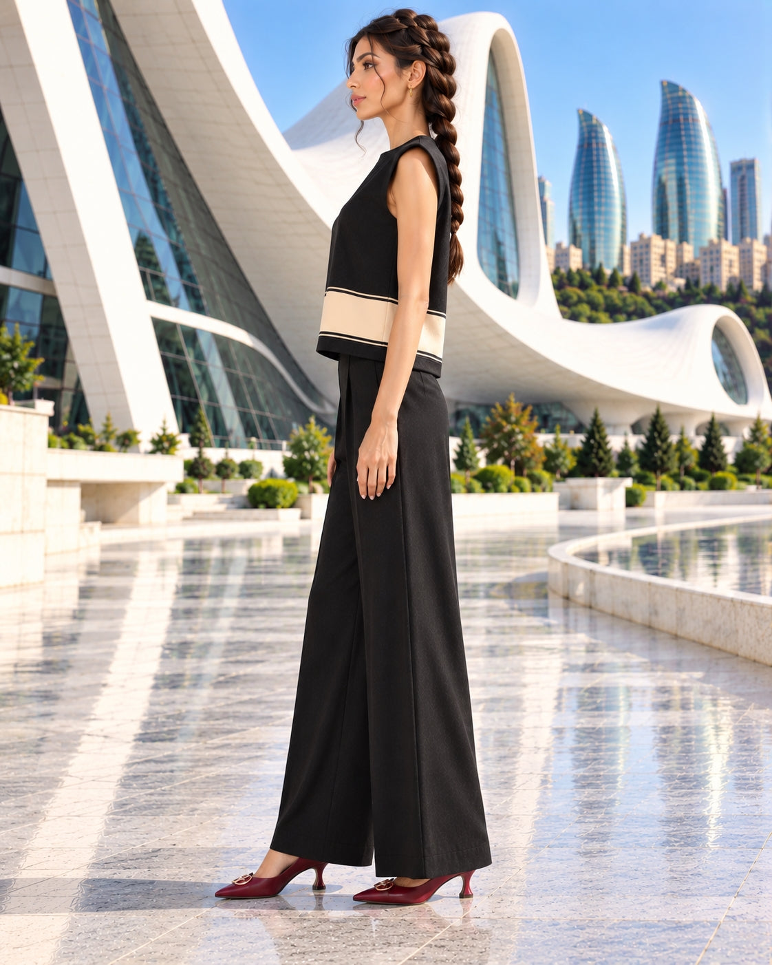 Clothing Suit Women's Knitwear Loose Slimming High-waisted Wide-leg Trousers Fashionable Two-piece Set Natalia Home Fashion    Natalia Home Fashion