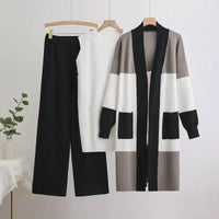 Women's 3PC Knit Set - Cardigan Tank Top Wide Leg Pants  Cross-Border Outfit Natalia Home Fashion    Natalia Home Fashion