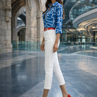 Women's Office Top Long Sleeve Shirt Printed Fashion Casual Flower Polo Shirt Women