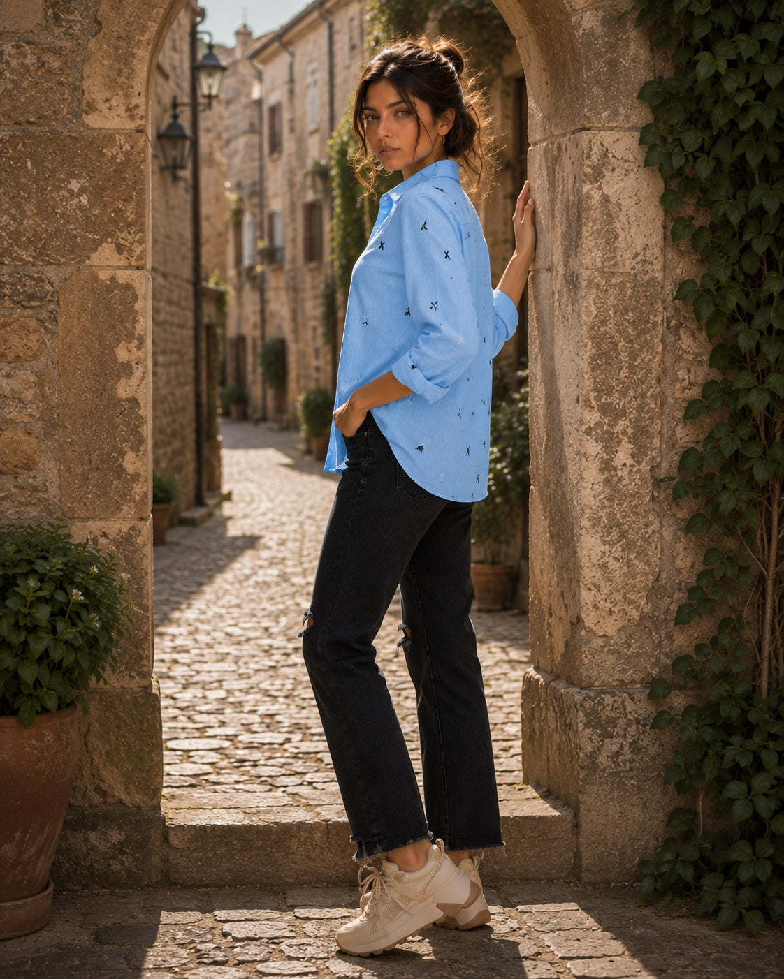 Elegant Cotton Linen Shirts Women Casual Solid Button Lapel Blouses Shirts Autumn Winter Long Sleeve Loose Tops Tunic Blouse Natalia Home Fashion    Natalia Home Fashion
