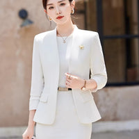 Two Piece Dress Suits For Women Long Sleeve Solid Slim Fit Fashionable Monochromatic Office Ladies Work Wear business suit