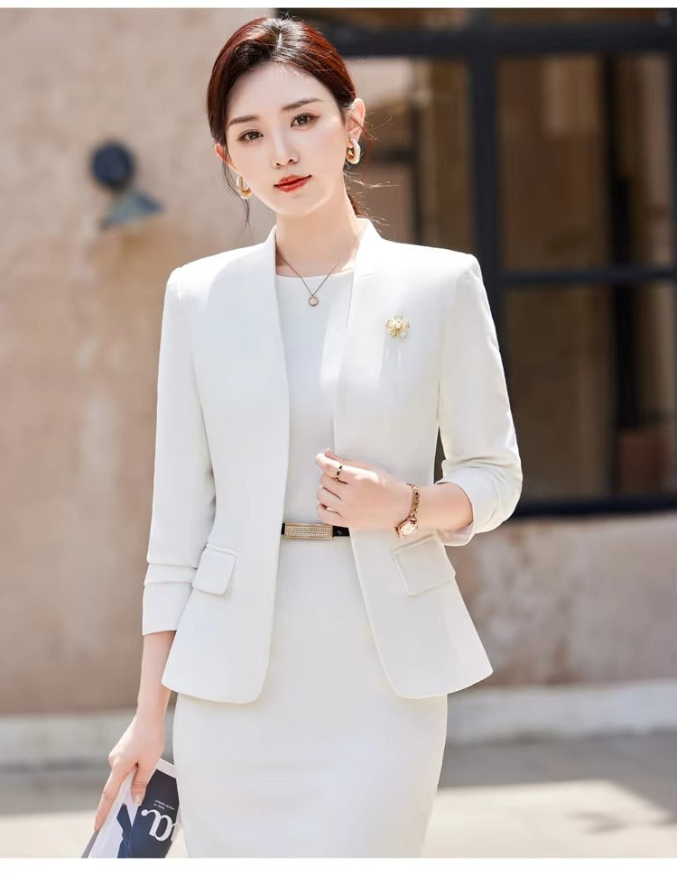 Two Piece Dress Suits For Women Long Sleeve Solid Slim Fit Fashionable Monochromatic Office Ladies Work Wear business suit