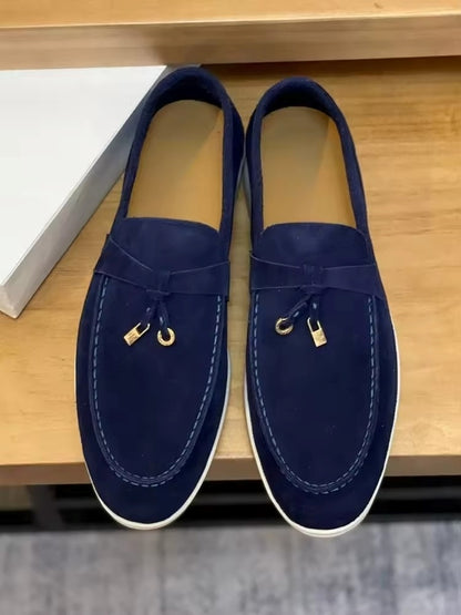 Summer Walk Moccasins Suede Loafers Shoes Women Spring Autumn Fashion Causal Leather Metal Pendant Flat Mules Shoes