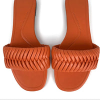 Leather folded style indoor and  outdoor wild beach non-slip women flat slippers casual home durable Mules