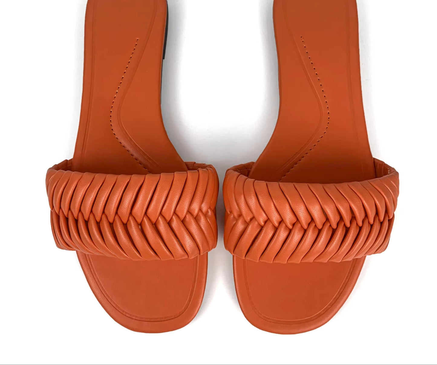 Leather folded style indoor and  outdoor wild beach non-slip women flat slippers casual home durable Mules