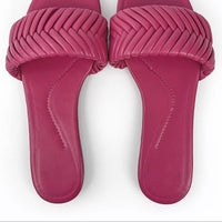 Leather folded style indoor and  outdoor wild beach non-slip women flat slippers casual home durable Mules