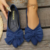 Fashion Print Bowtie Women's Flats Flock Round Toe Slip On Ballet Flats For Woman Ladies Casual Boat Shoes