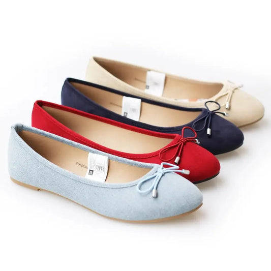 fashion basic fabric upper popular printing soft insole elastic bow flat ballrina shoes My Store