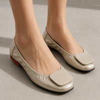 Light Metal buckle roll-up flats ladies shoes cozy moccasins sequined cloth foldable ballet flats