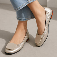 Light Metal buckle roll-up flats ladies shoes cozy moccasins sequined cloth foldable ballet flats