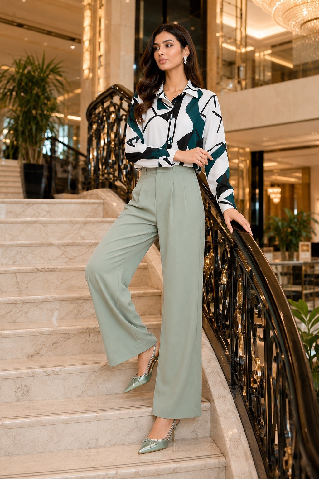 Women Temperament Print Shirt Long Sleeve Fashion Loose Shirts Ladies Lightweight Work Blouse