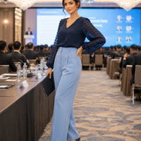 Women Blouses Shirts Lady Casual V-Neck Long Lantern Sleeve Solid Color Blouse Tops Natalia Home Fashion    Natalia Home Fashion