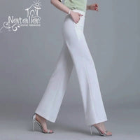 Classic High Waist Wide Leg Pants Office Lady Loose Thin Black Trousers  New Formal Chic Pants