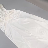 Women Solid Off-shoulder Backless dress Sleeveless Bodycon Fashion Long Dress Satin Strapless Thigh High Split Maxi Dress