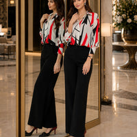 Women Temperament Print Shirt Long Sleeve Fashion Loose Shirts Ladies Lightweight Work Blouse