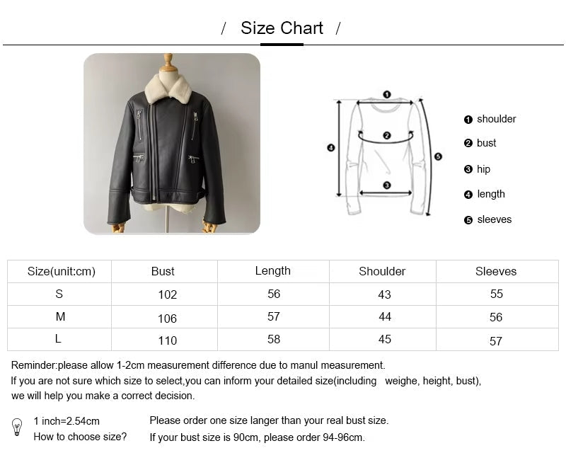 Turn Down Collar Genuine Sheepskin Real Leather Coat Zipper Winter Women Soft Shearling Fur Jacket Natalia Home Fashion    Natalia Home Fashion