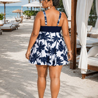 Oversize Bikini for Women Print Patchwork Dress Split Swimsuit V-neck Suspender Backless Beach Vacation Swimwear Summer
