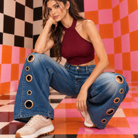 Women Straight Pants Jeans Long Length Tassels Trousers Stretch Mid Waist Washed Streetwear Denims Vintage Distressed Natalia Home Fashion    Natalia Home Fashion