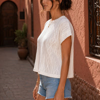 Women's Casual Round Neck Jacquard Short Sleeve Top T-shirt Leisure Commute Women Clothing