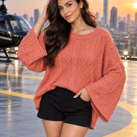 Women Cable Knit Sweater Oversized Loose Pullover Long Sleeve Chunky Jumper Casual Warm Female Tops Clothing Natalia Home Fashion    Natalia Home Fashion