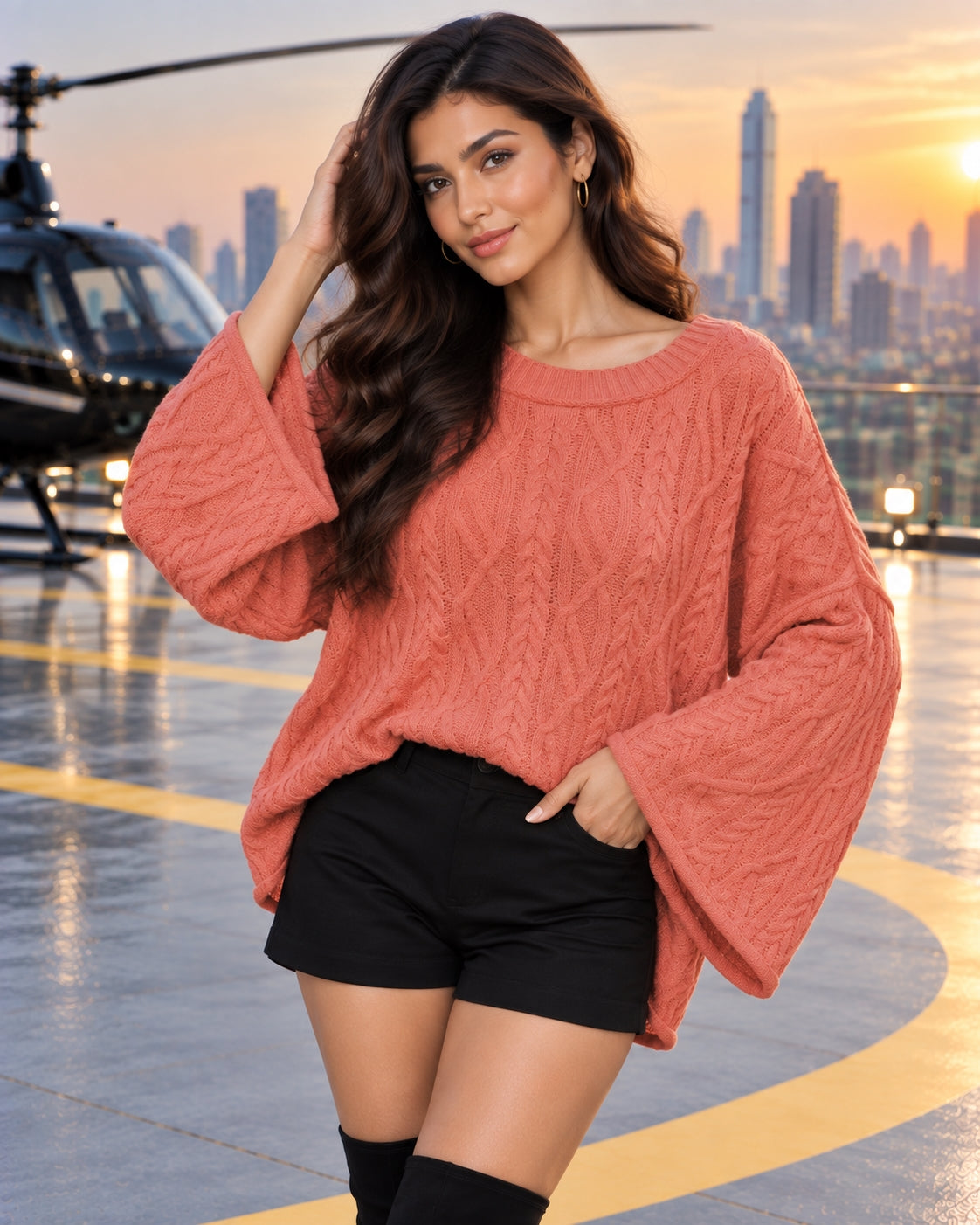 Women Cable Knit Sweater Oversized Loose Pullover Long Sleeve Chunky Jumper Casual Warm Female Tops Clothing Natalia Home Fashion    Natalia Home Fashion