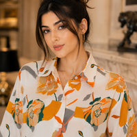 Vintage Style for Women Long Sleeve Flower Printed Spring Autumn semi formal Style Elegant Single Breasted Shirt