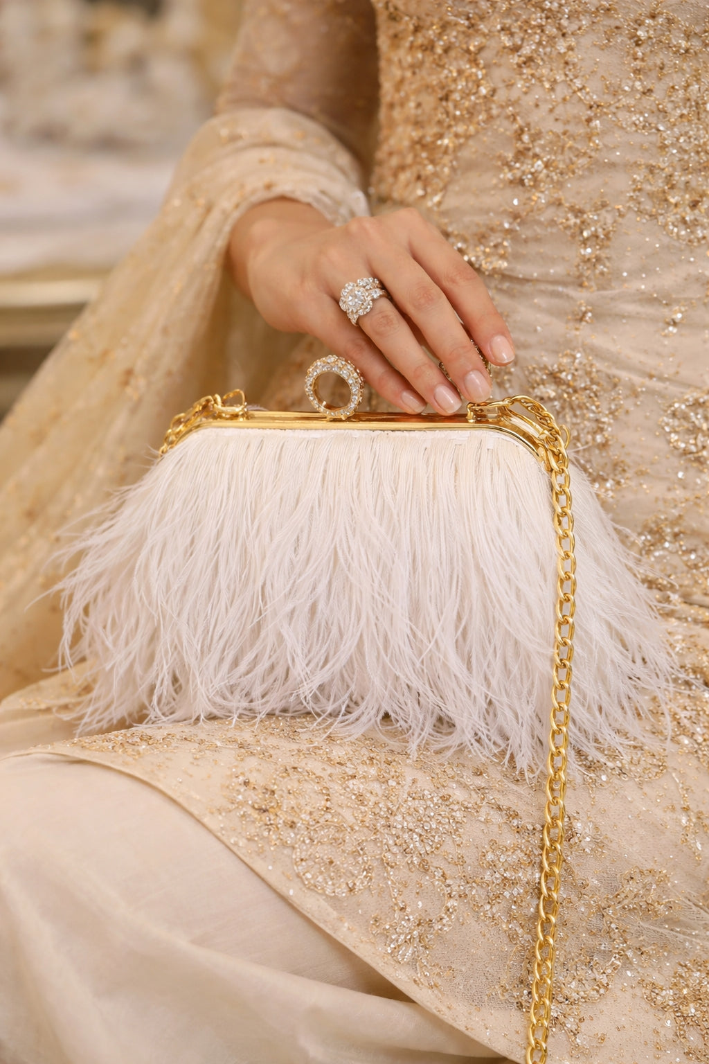 Women Ostrich Feather Clutch Purse Evening Bag Handbag Fluffy Purse Clutch Feather Evening Handbag For Wedding Anniversary Party